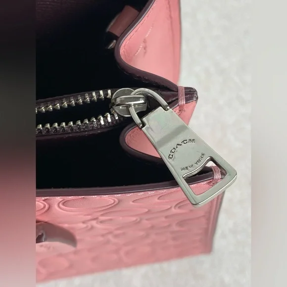 Coach Pink Embossed Tote Bag - Picture 6 of 9
